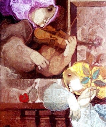 Violin and Fruit