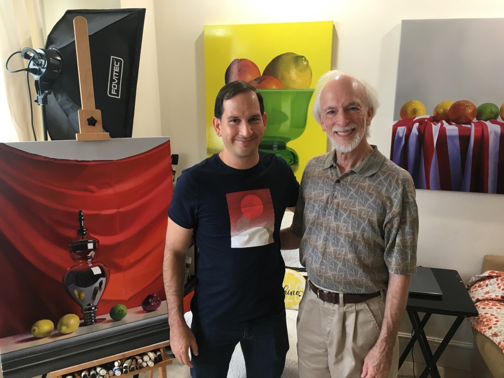 Carlos
                    Bruscianelli and gallery owner Roy Saper at his
                    studio