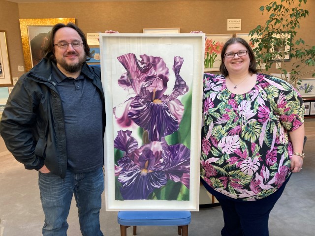 Cassy and Derrick
                                              with the David Herzig
                                              watercolor