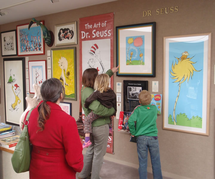 Visitors to the Saper Galleries
                                  Dr. Seuss display