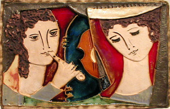 Two figures and flute