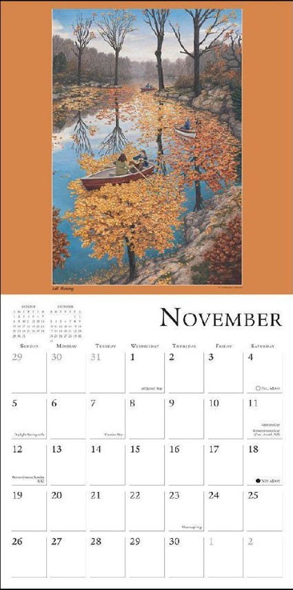 November page of calendar