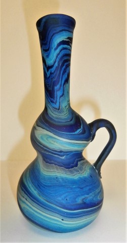 Swirl one handled double neck elongated vase