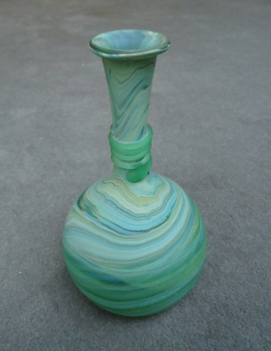 Bulb bottom long
                  neck vase with wrap 8 1/2