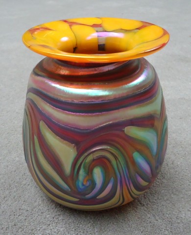 Multicolored swirl with orange rim