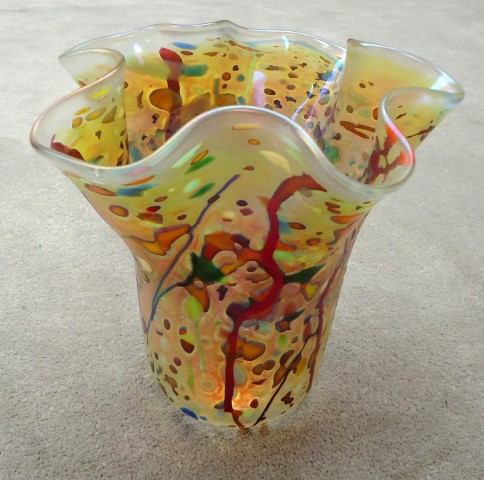 Confetti on clear fluted medium vase