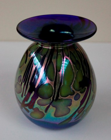 Colorful forms blue rim mini vase