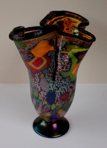 Dark Rim Colorful Fluted Extra Large Vase