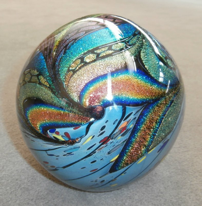 Large blown magnum
                reactive blue paperweight