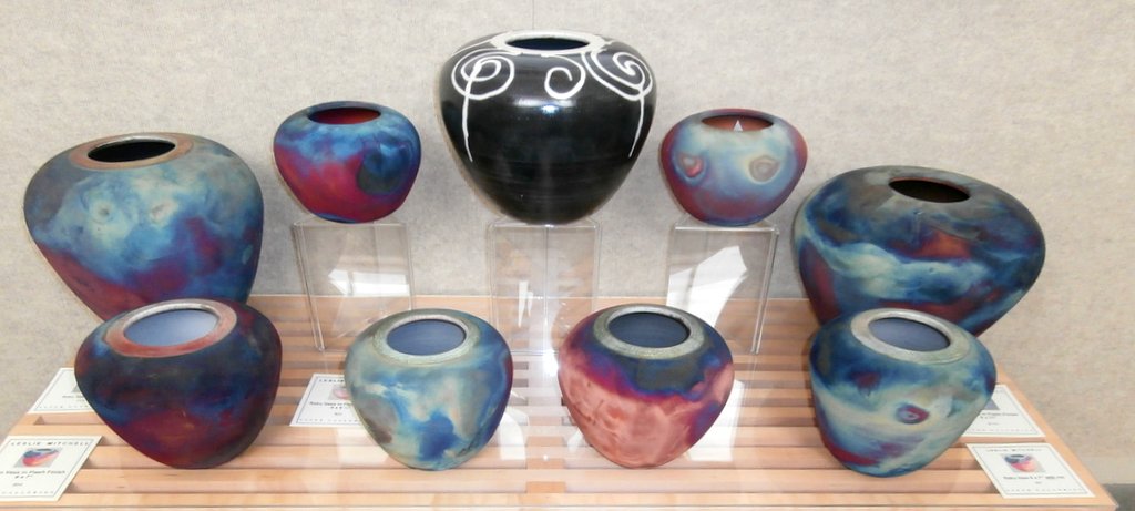 Some of the Leslie
          Mitchell vases on display now