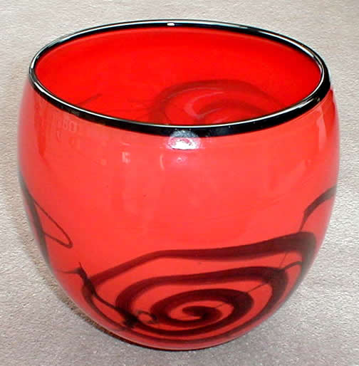 Red
                    Oval Vase with black spiral 8"