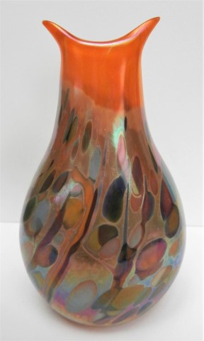 Orange rim multicolored pouch vase large