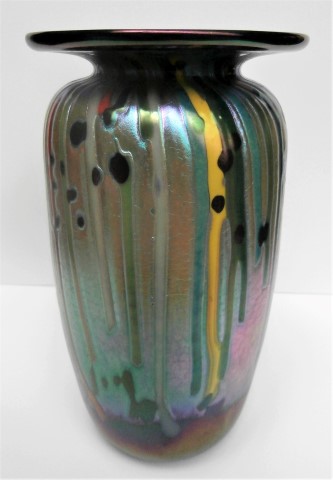 Vertical
                      colors on iridescent purple vase