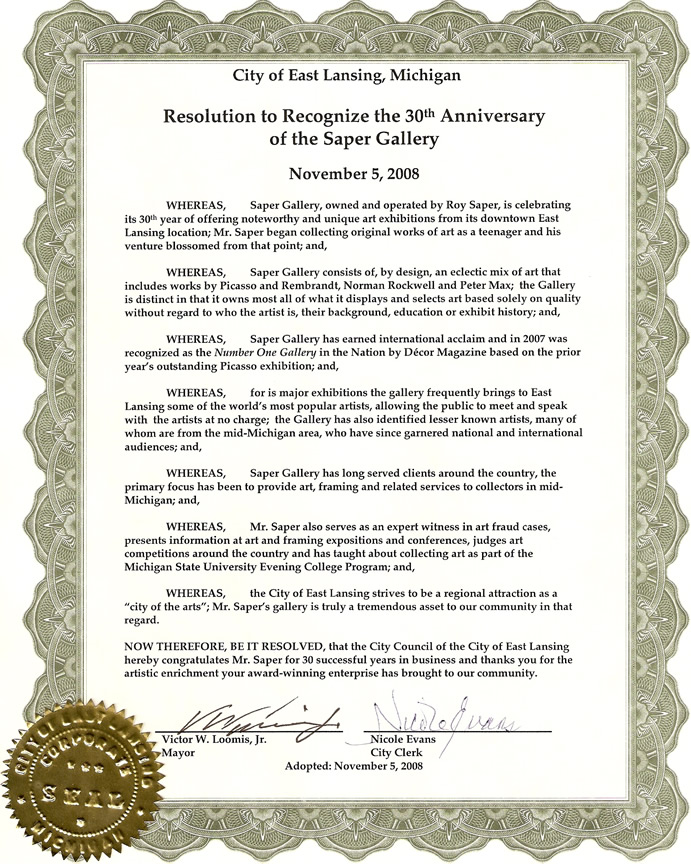 Resolution from City of East Lansing