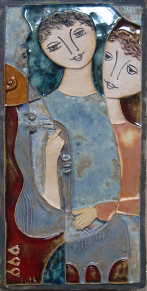 Two Figures With Instruments