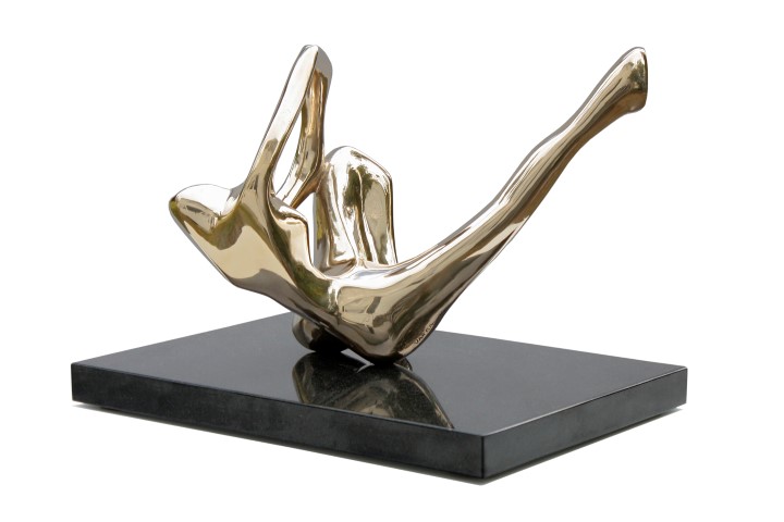 Balance sculpture in
                  polished bronze